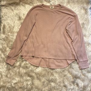 PST Los Angeles Pink Waffle Knit Thermal Top size Medium